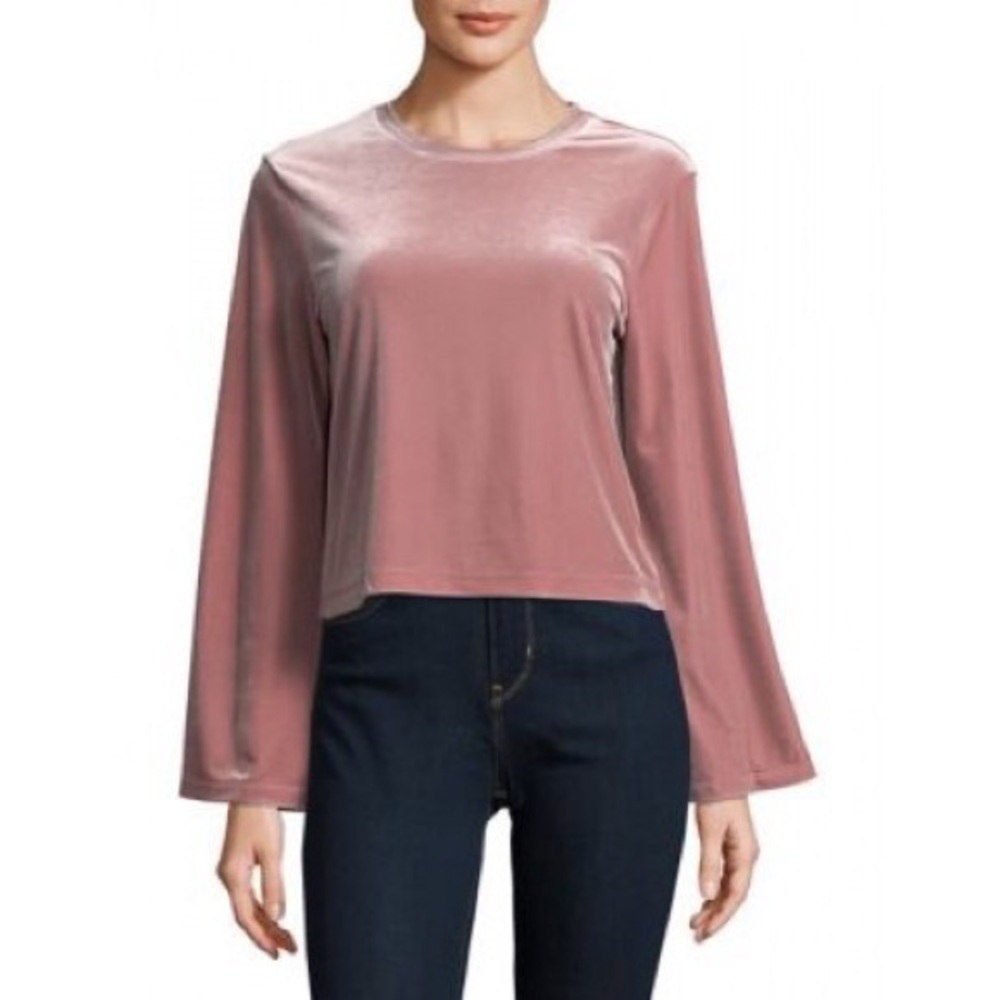 Design Lab Lord and Taylor Bell Sleeve Velvet Top